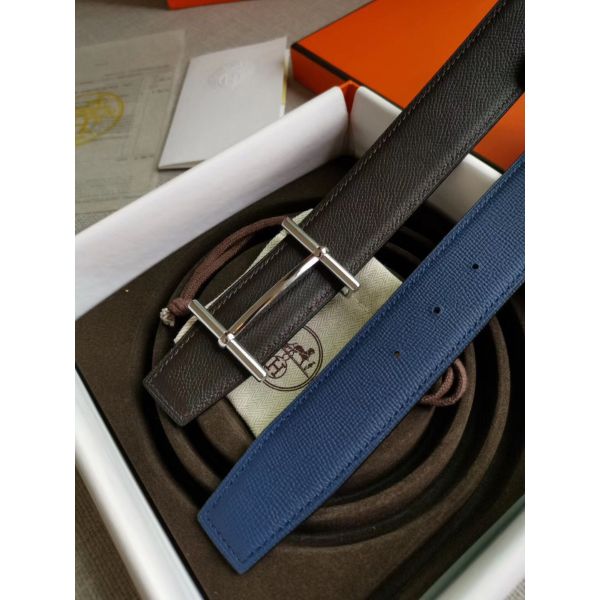 HERM H d'Ancre Reversible Belt In Indigo/Black Epsom Leather