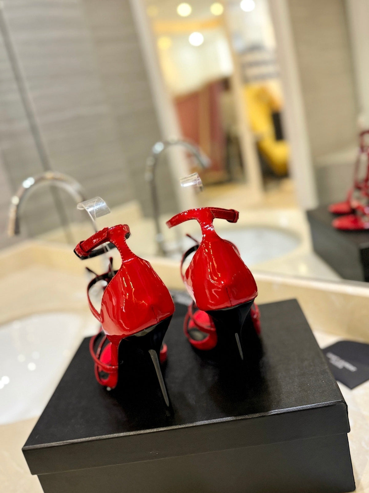 SL CASSANDRA HEELED SANDALS RED CALFSKIN