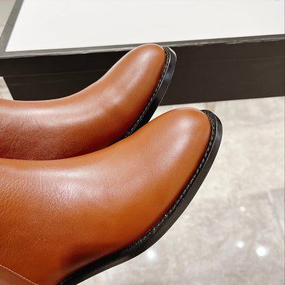GG CLASSIC KNEE HIGH BOOTS IN BRONZE BROWN IMPORTED CALFSKIN