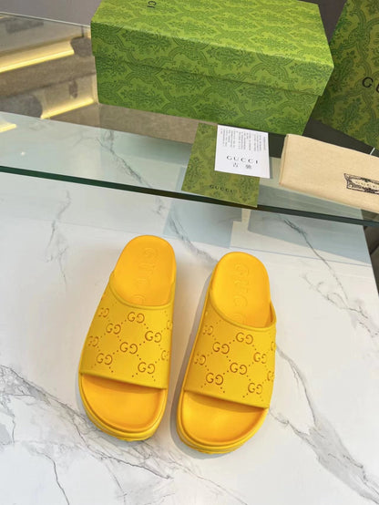 PLATFORM SANDALS IN BRIGHT YELLOW MONOGRAM IMPORTED TPU
