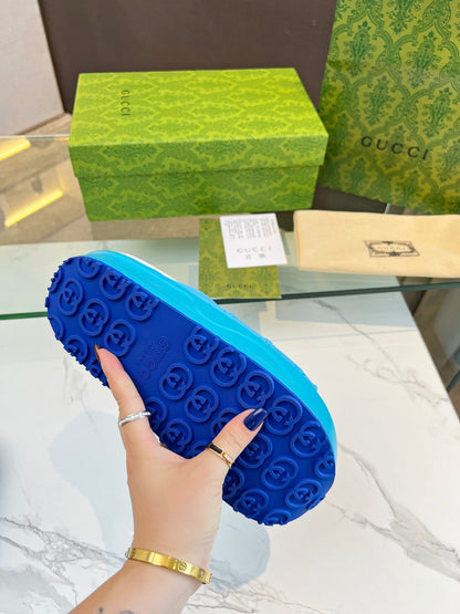 PLATFORM SANDALS IN SKY BLUE MONOGRAM IMPORTED TPU