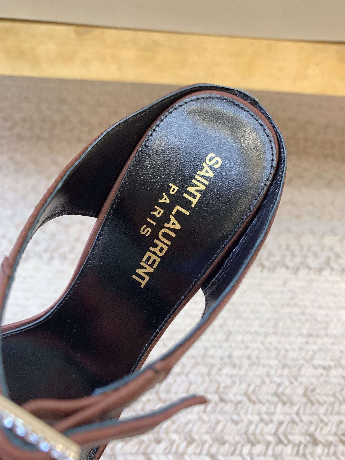 GAP CRYSTAL-BUCKLE SLIDE SANDALS IN SHIRAZ RED SILK