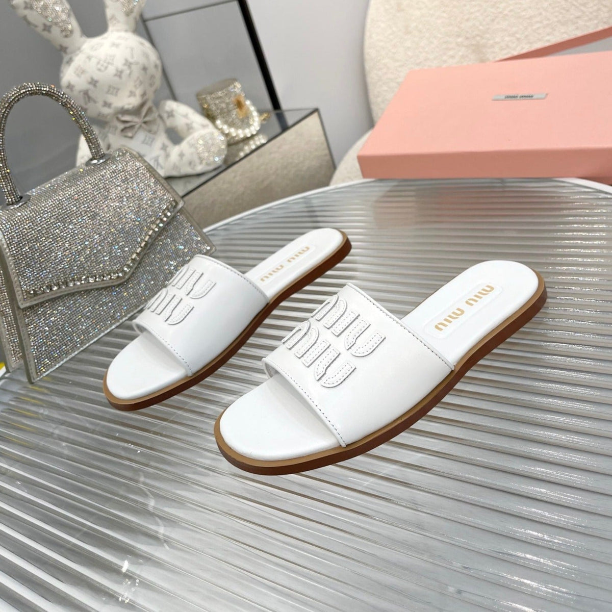 Slippers White Leather