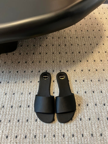 SL CARLYLE SLIPPERS BLACK SATIN