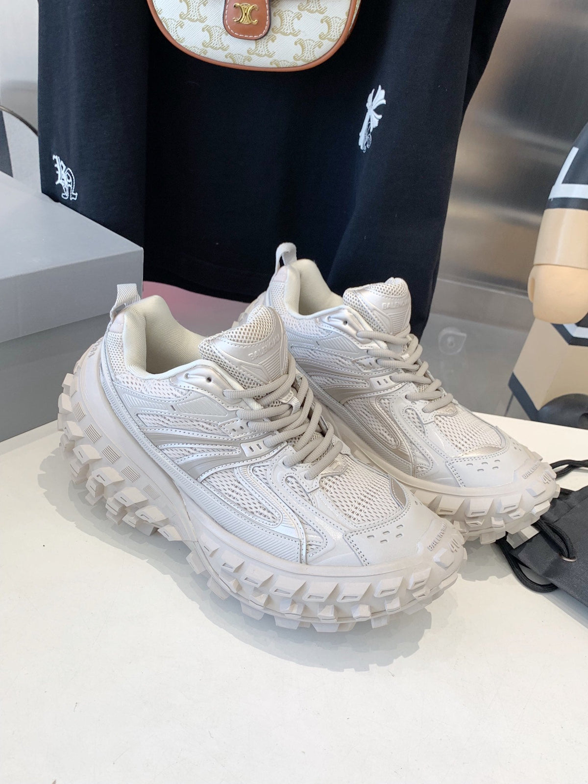 CHUNKY SNEAKERS IN BONE BEIGE POLYURETHANE, POLYESTER AND NYLON