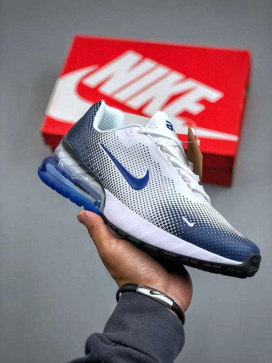 Nike Air Max White and Blue Running-Style Sneakers