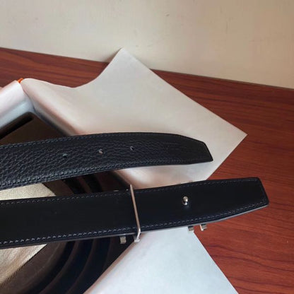 HERM H Au Carre Belt Buckle & Black 32mm Strap