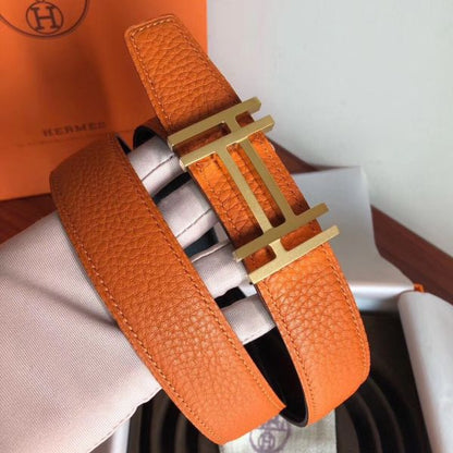 HERM H Au Carre Belt Buckle & Orange 32mm Strap