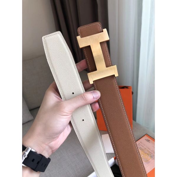 HERM Constance 2 Belt Buckle & Brown/White Epsom 42MM Strap