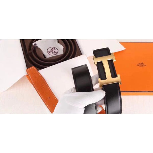 HERM H Belt Buckle & Orange 32mm Clemence Strap