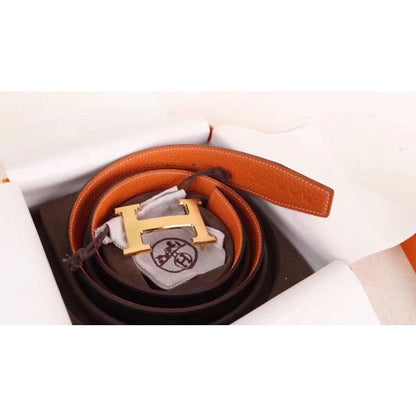 HERM H Belt Buckle & Orange 32mm Clemence Strap