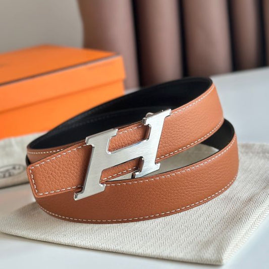 HERM H Speed Reversible Belt 32MM in Gold Clemence Leather