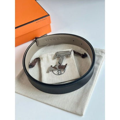 HERM H Speed Reversible Belt 32MM in Grey Clemence Leather