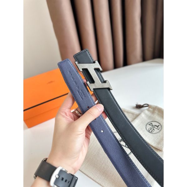 HERM H Speed Reversible Belt 32MM in Blue Saphir Epsom Calfskin