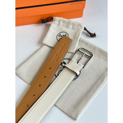 HERM Romain 35MM Belt in Craie Clemence Leather