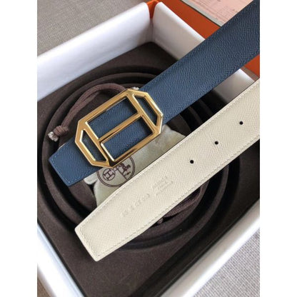 HERM Pad Reversible Belt In Blue/White Epsom Leather