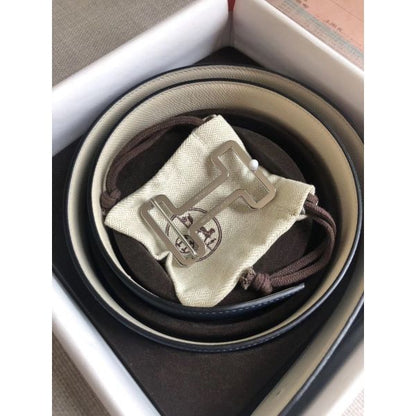HERM Tonight 38MM Reversible Belt In Navy/White Epsom Leather