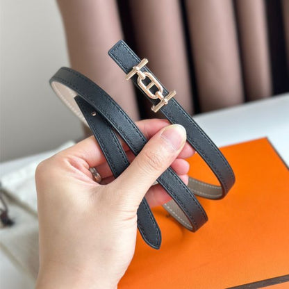 HERM Ancre Reversible Belt 13MM in Grey Epsom Leather