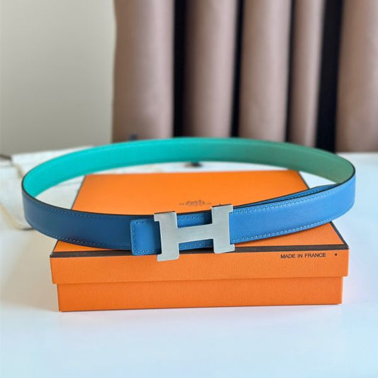 HERM Mini Constance 24mm Belt in Green Epsom Leather and Blue Swift Leather