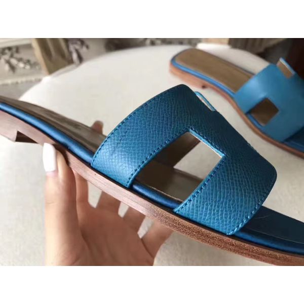 HERM Oran Sandals In Turquoise Epsom Leather