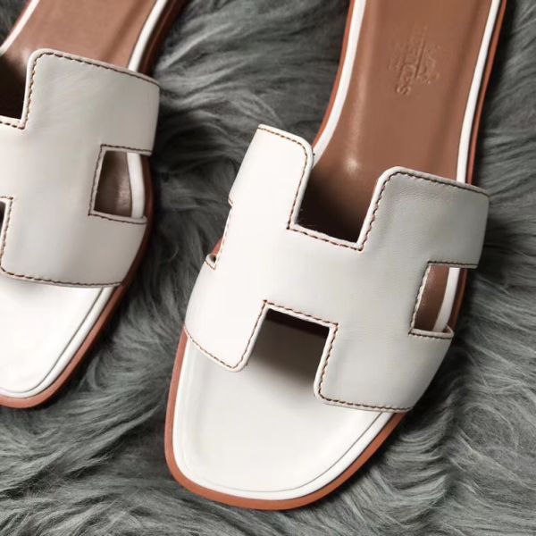 HERM Oran Sandals In White Swift Leather
