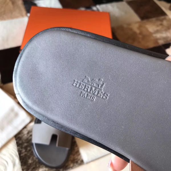 HERM Izmir Sandals In Grey Epsom Leather