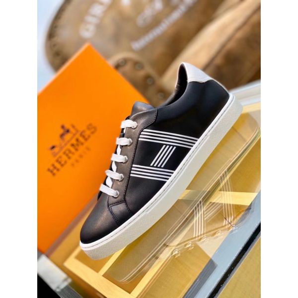 HERM Men's Avantage Sneakers In Black Calfskin