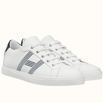 HERM Men's Avantage Sneakers In White/Blue Calfskin