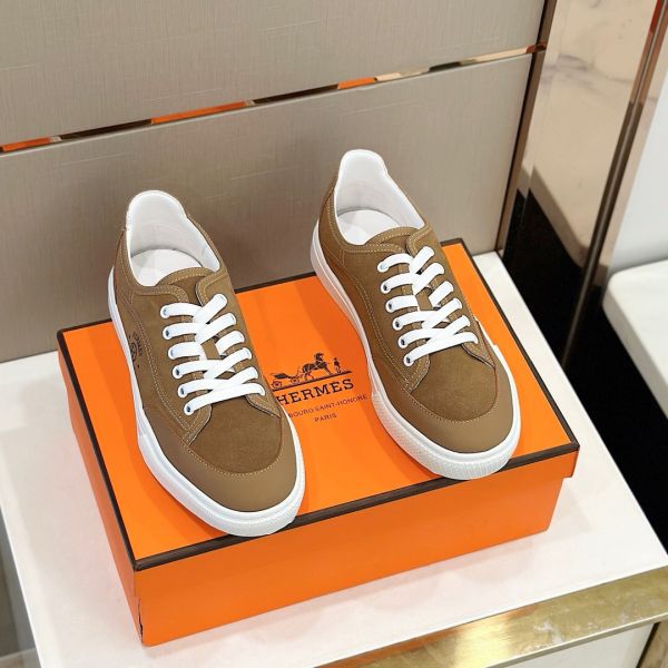 HERM Men's Get Sneakers in Beige Suede Leather