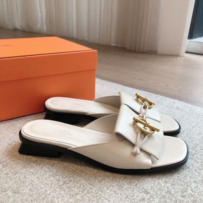HERM Women's Isle Sandals in White Leather