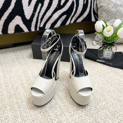 SL JODIE PLATFORM SANDALS WHITE CALFSKIN