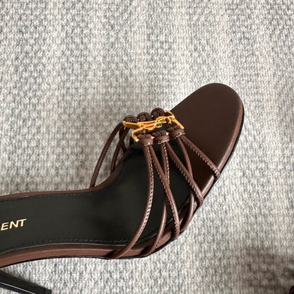 BABYLONE SANDALS 90 IN BLACK BROWN LAMBSKIN