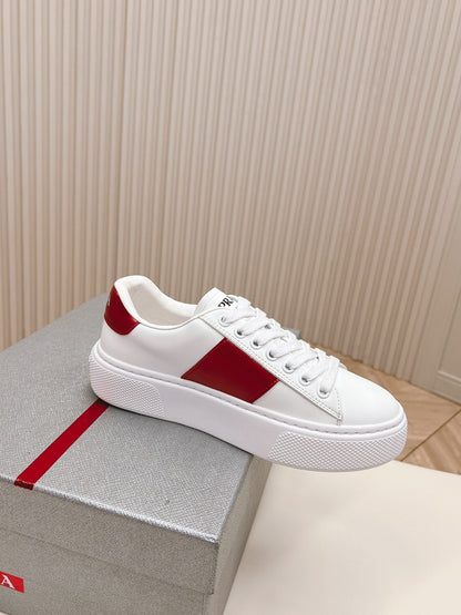 PRA LEATHER LOGO OUTLET SNEAKERS BLACK AND CHERRY CALFSKIN