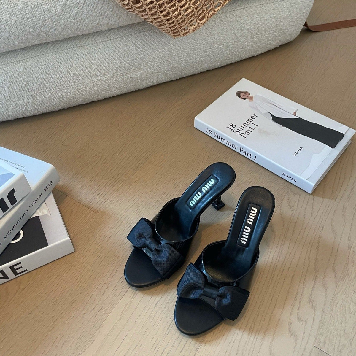 Black High - Heels With Black Bow Calfskin
