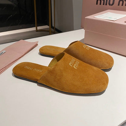 MULES SLIPPERS RETRO AMBER COLOR SUEDE