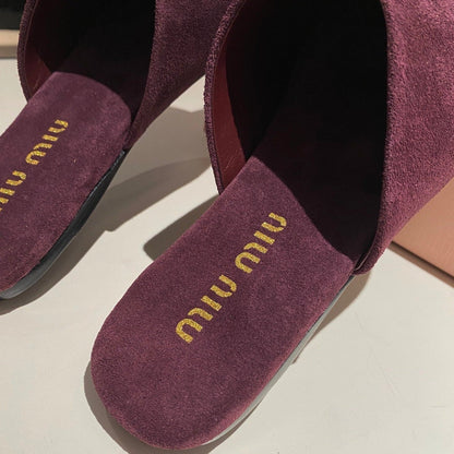 MULES SLIPPERS RETRO REBECCA PURPLE SUEDE