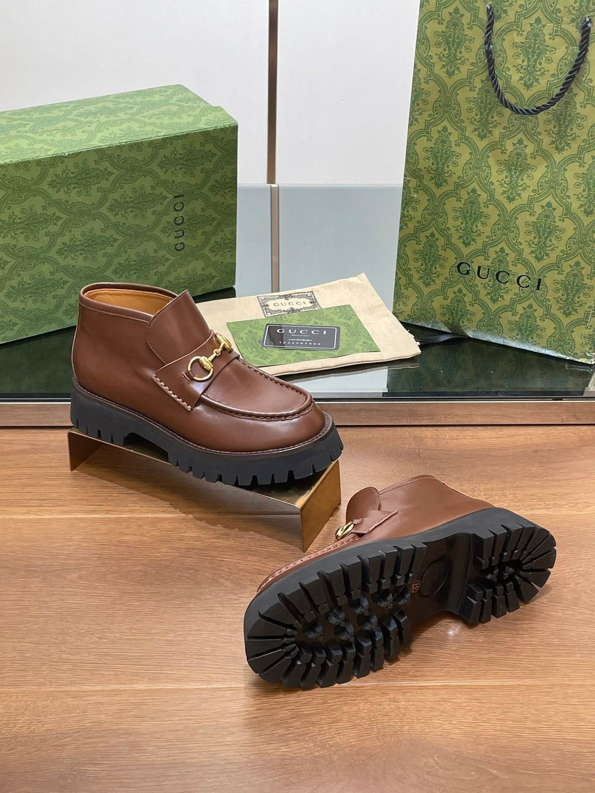 HORSEBIT ANKLE BOOTS 4.5CM IN RUSSET BROWN CALFSKIN