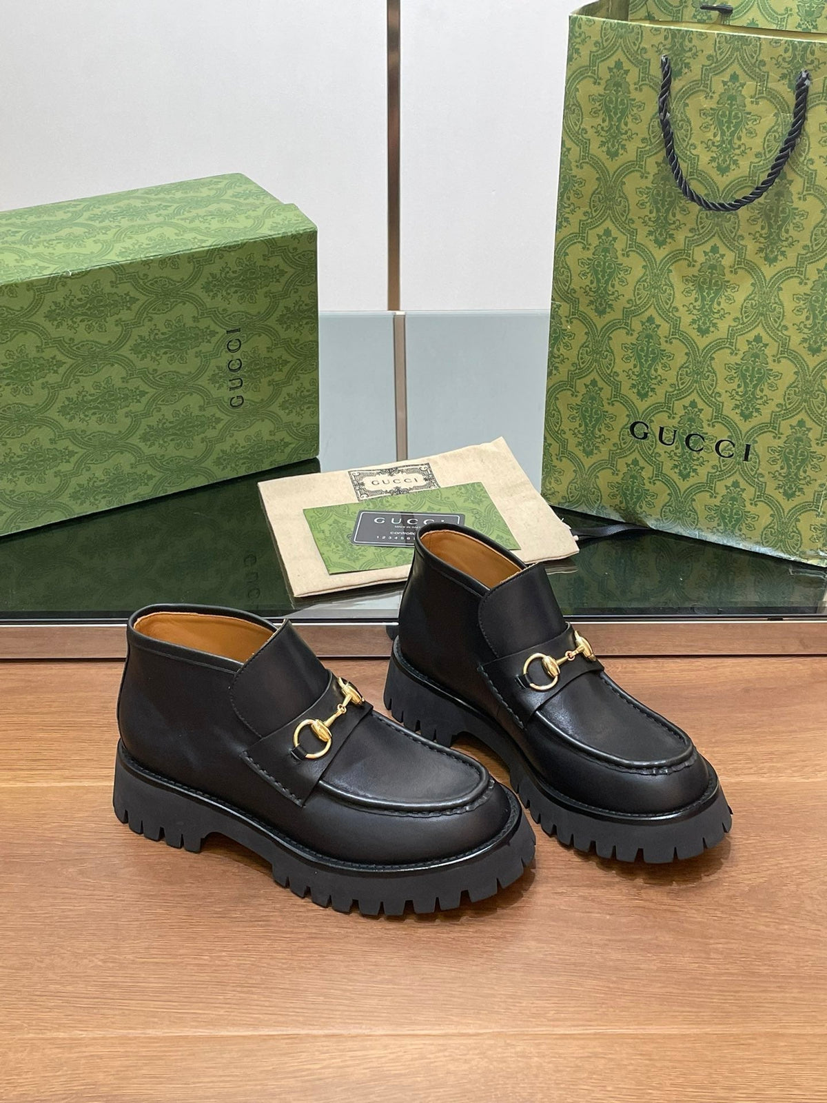 HORSEBIT ANKLE BOOTS 4.5CM IN BLACK CALFSKIN