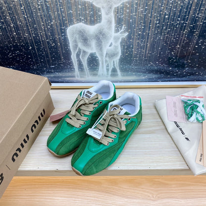 NB Pine Green And Sea Green Color Sneakers Cowhide