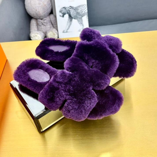 0RAN SHEARLING SANDALS PLUM PURPLE