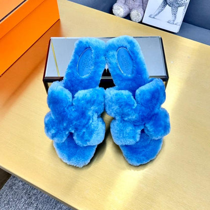 ORAN SHEARLING SANDALS OCEAN BLUE