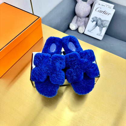 ORAN SHEARLING SANDALS INDIGO BLUE