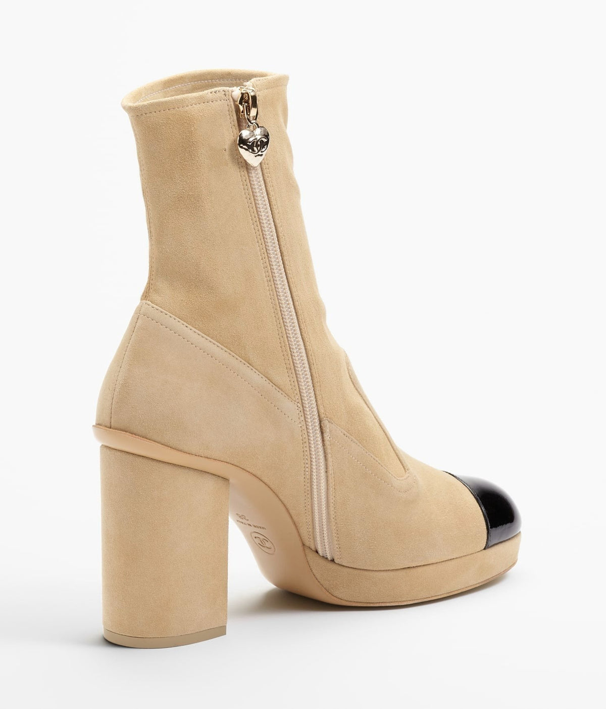 SHORT BOOTS BEIGE BLACK SUEDE KIDSKIN
